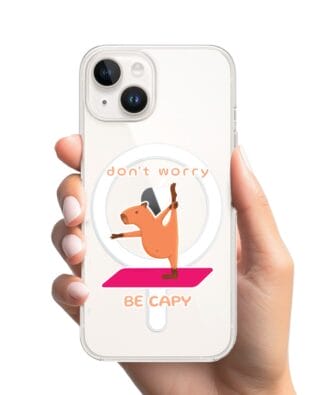 Etui do iPhone 14 Plus z MagSafe przeźroczyste, silikonowe Flexi, kapibara