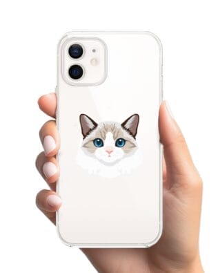 Etui do iPhone 12 przeźroczyste, silikonowe Flexi, kot birmański