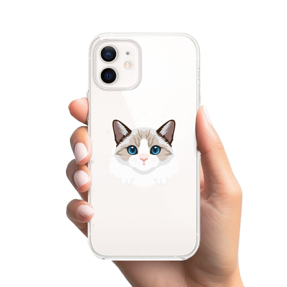 Etui do iPhone 12 przeźroczyste, silikonowe Flexi, kot birmański - obrazek 2