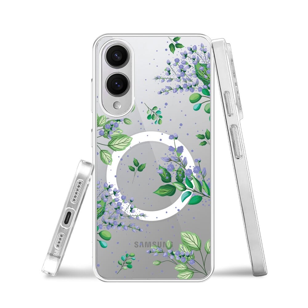 Etui do Samsung Galaxy S25 Edge z MagSafe przeźroczyste, silikonowe Flexi, fioletowe kwiatki - obrazek 3