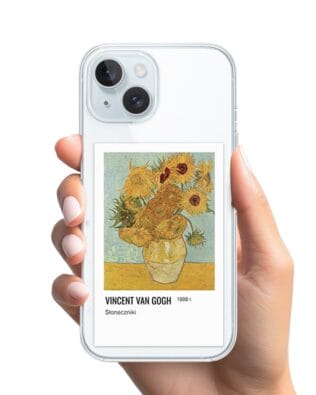 Etui do iPhone 15 Plus z MagSafe przeźroczyste, silikonowe Flexi, słoneczniki