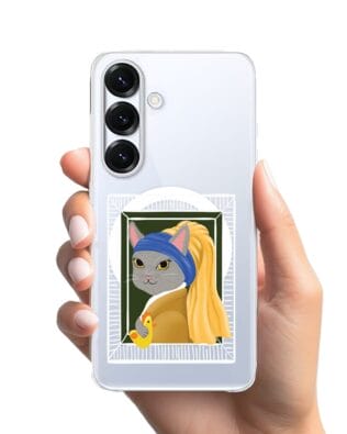 Etui do Samsung Galaxy S25 Plus z MagSafe przeźroczyste, silikonowe Flexi, kotek z kurczakiem