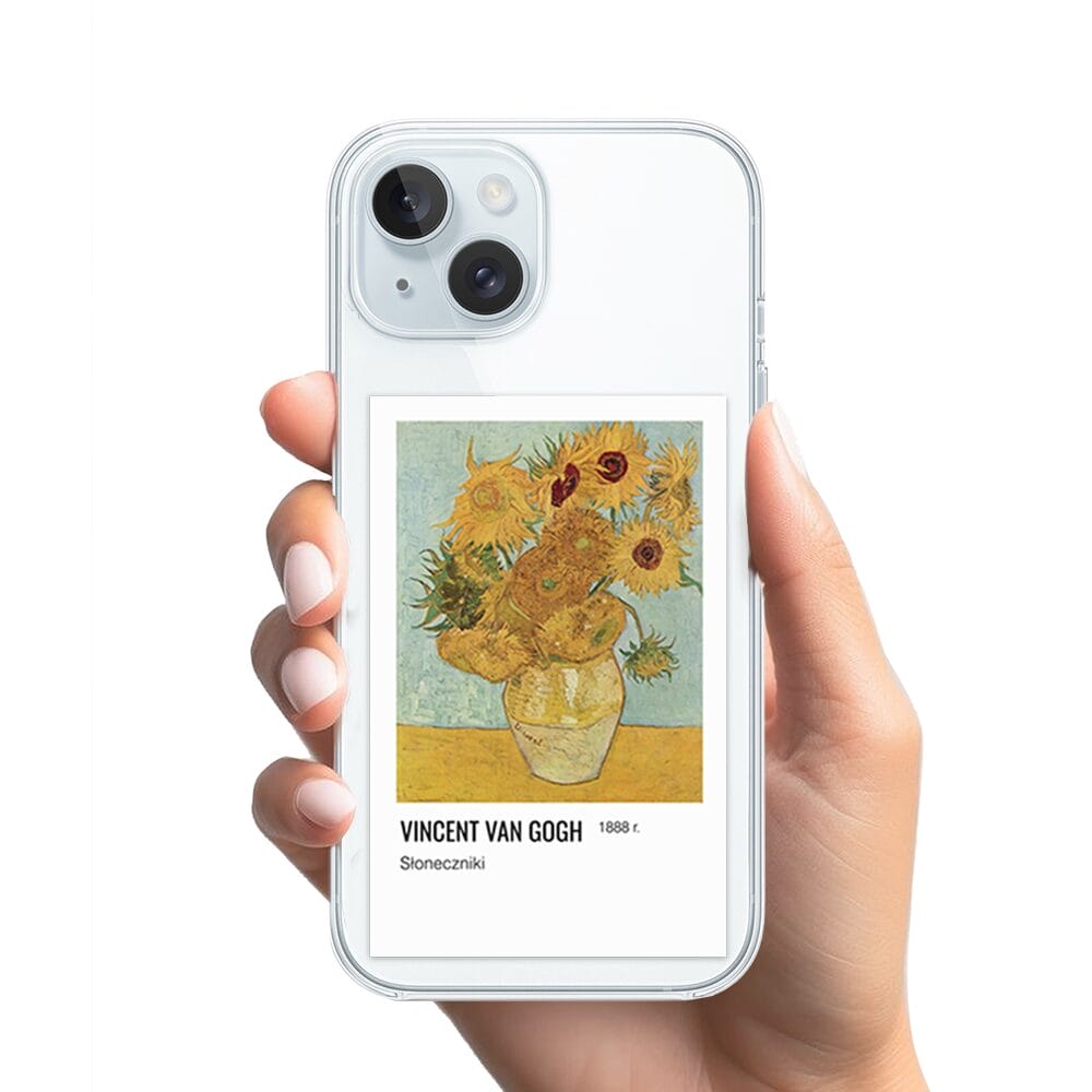 Etui do iPhone 15 z MagSafe przeźroczyste, silikonowe Flexi, słoneczniki - obrazek 2