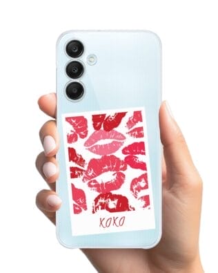 Etui do Samsung Galaxy M35 5G przeźroczyste, silikonowe Flexi, pocałunki, polaroid