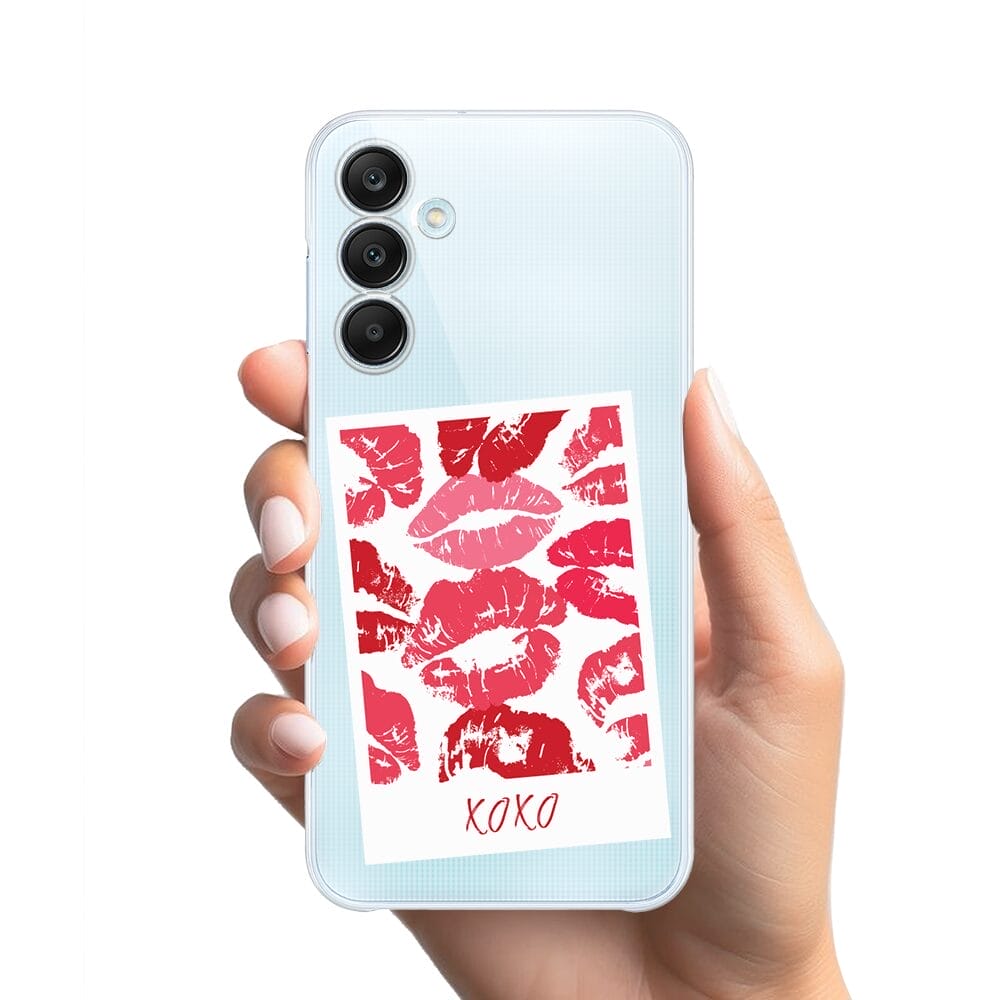 Etui do Samsung Galaxy M35 5G przeźroczyste, silikonowe Flexi, pocałunki, polaroid - obrazek 2