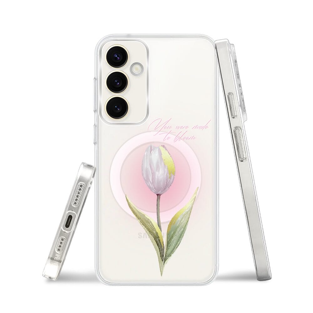 Etui do Samsung Galaxy S23 FE 5G z MagSafe przeźroczyste, silikonowe Flexi, tulipan - obrazek 3