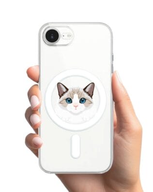 Etui do iPhone 16e z MagSafe przeźroczyste, silikonowe Flexi, kot birmański