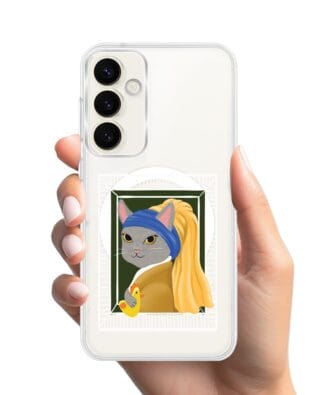 Etui do Samsung Galaxy S23 FE 5G z MagSafe przeźroczyste, silikonowe Flexi, kotek z kurczakiem