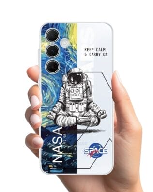 Etui do Samsung Galaxy A55 5G przeźroczyste, silikonowe Flexi, Keep Calm in Cosmos