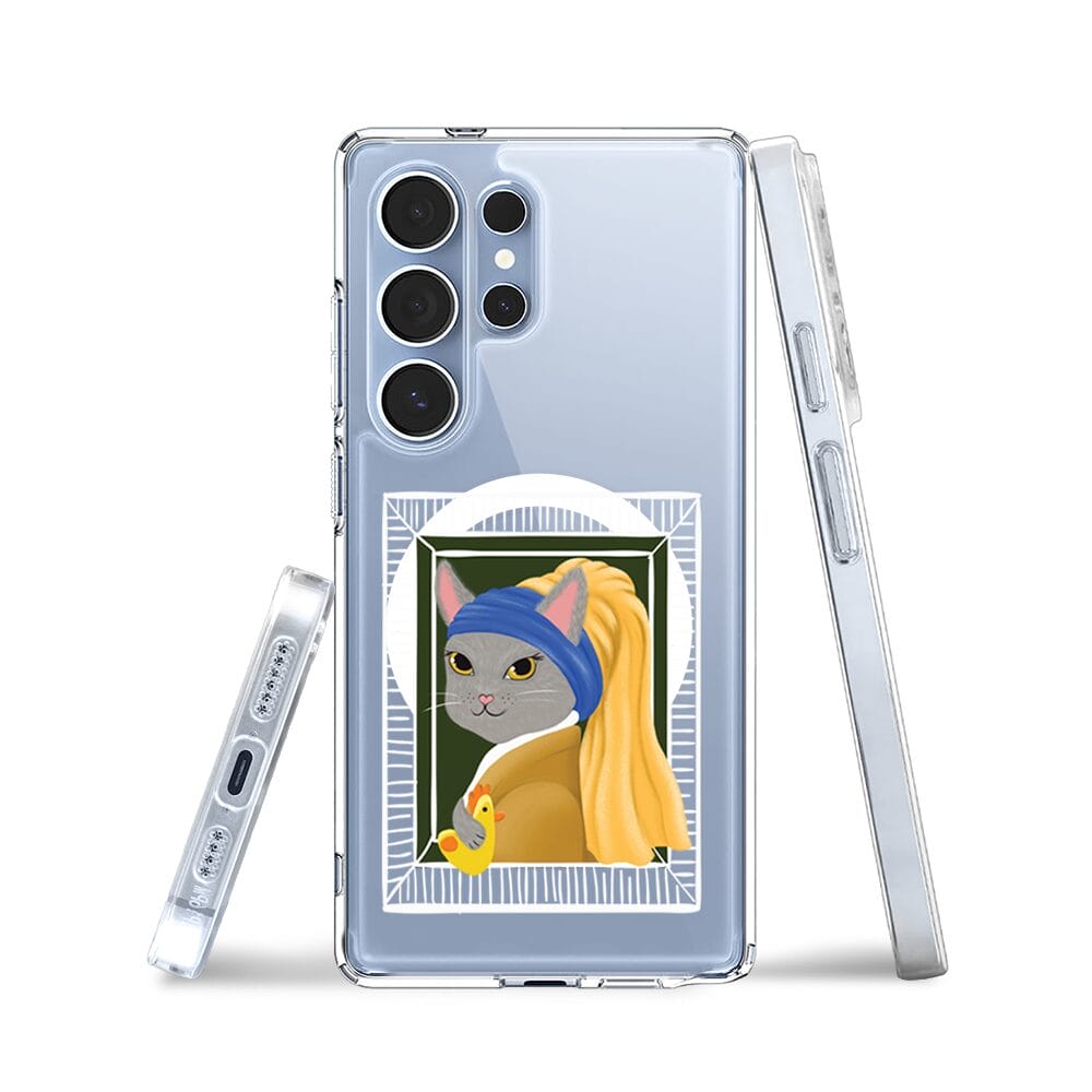 Etui do Samsung Galaxy S25 Ultra z MagSafe przeźroczyste, silikonowe Flexi, kotek z kurczakiem - obrazek 3