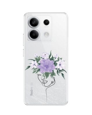 Etui do Xiaomi Redmi Note 13 Pro 5G przeźroczyste, silikonowe Flexi, kobieta z kwiatami