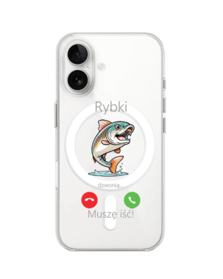 Etui do iPhone 16 z MagSafe przeźroczyste, silikonowe Flexi, rybki dzwonią