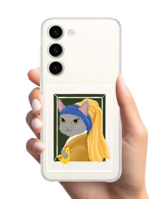 Etui do Samsung Galaxy S23 Plus przeźroczyste, silikonowe Flexi, kotek z kurczakiem