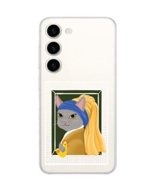 Etui do Samsung Galaxy S23 Plus przeźroczyste, silikonowe Flexi, kotek z kurczakiem