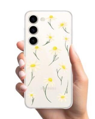 Etui do Samsung Galaxy S23 Plus przeźroczyste, silikonowe Flexi, stokrotki