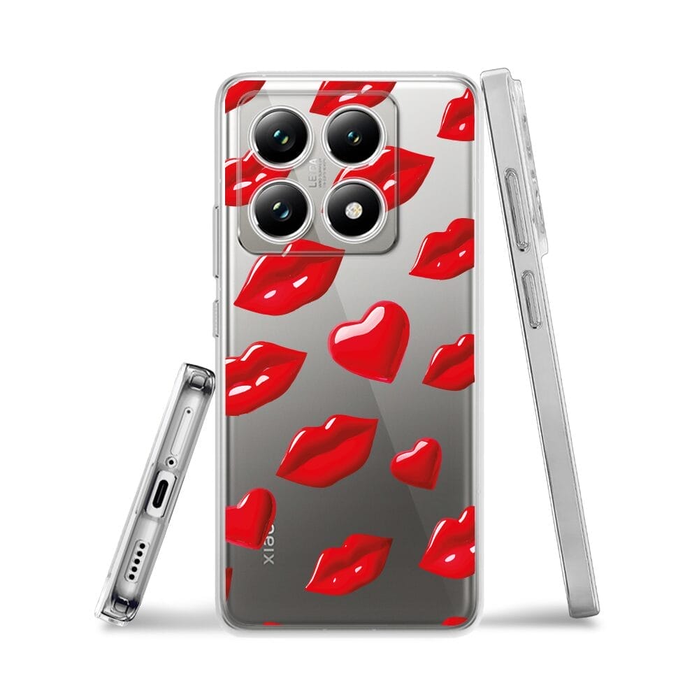 Etui do Xiaomi 14T przeźroczyste, silikonowe Flexi, czerwone usta - obrazek 3