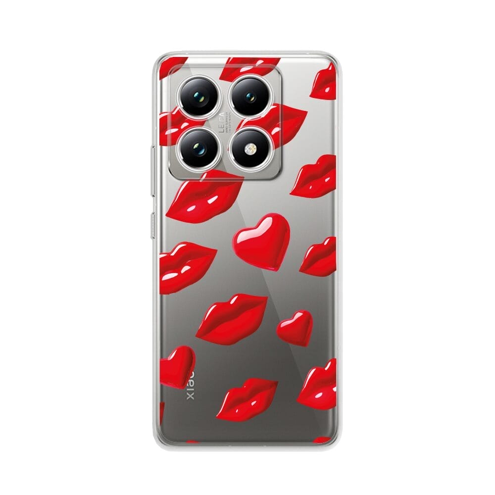 Etui do Xiaomi 14T przeźroczyste, silikonowe Flexi, czerwone usta