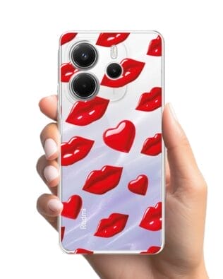 Etui do Xiaomi Redmi Note 14 4G przeźroczyste, silikonowe Flexi, czerwone usta