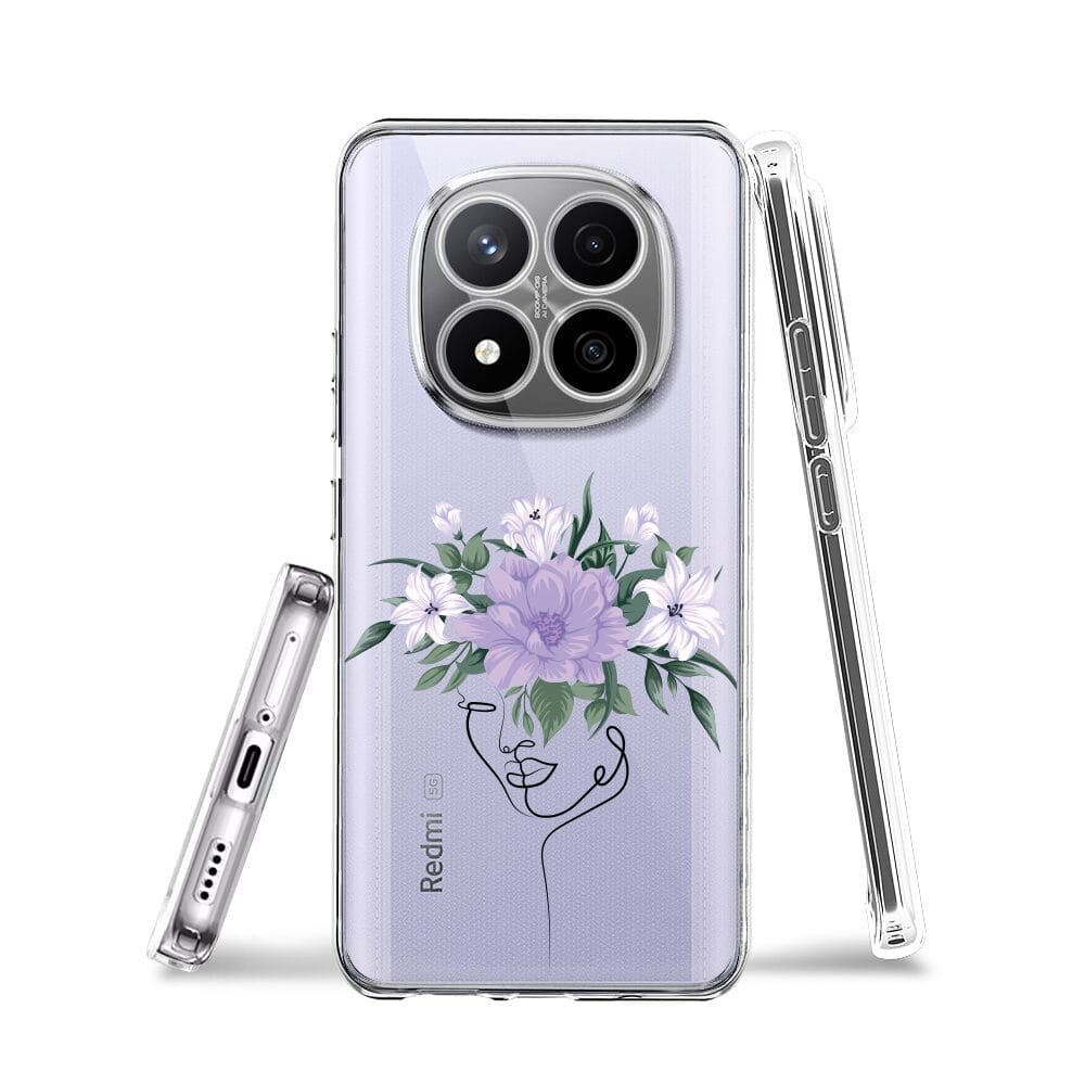 Etui do Xiaomi Redmi Note 14 Pro Plus 5G przeźroczyste, silikonowe Flexi, kobieta z kwiatami - obrazek 3