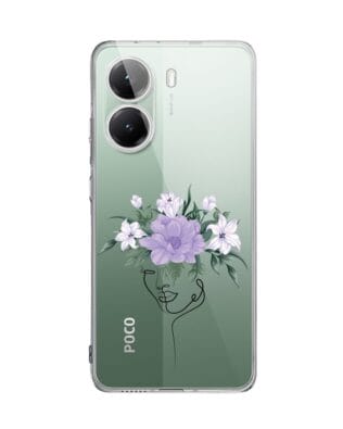 Etui do Xiaomi POCO X7 Pro przeźroczyste, silikonowe Flexi, kobieta z kwiatami