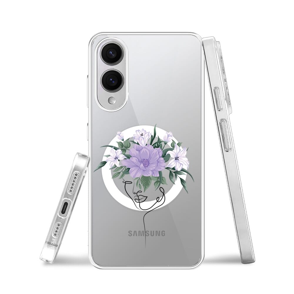 Etui do Samsung Galaxy S25 Edge z MagSafe przeźroczyste, silikonowe Flexi, kobieta z kwiatami - obrazek 3