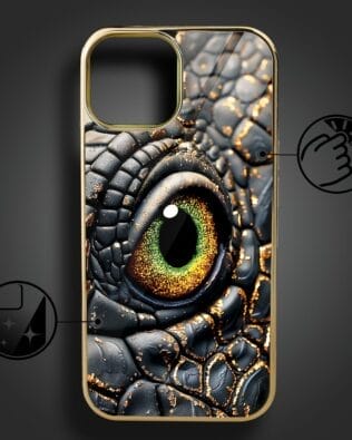 Etui do iPhone 13 IBIZU Elite Glass, szklany tył, Magia Azji amber dragon, złote