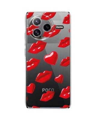 Etui do Xiaomi POCO F7 Ultra przeźroczyste, silikonowe Flexi, czerwone usta