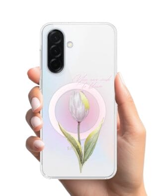 Etui do Samsung Galaxy A36 5G z MagSafe przeźroczyste, silikonowe Flexi, tulipan