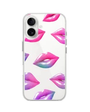Etui do iPhone 16 przeźroczyste, silikonowe Flexi, hologramowe usta