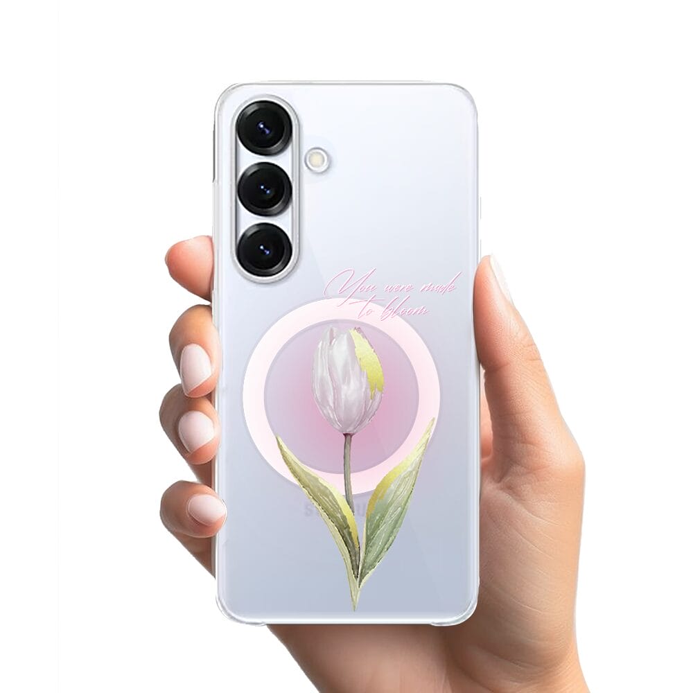 Etui do Samsung Galaxy S25 Plus z MagSafe przeźroczyste, silikonowe Flexi, tulipan - obrazek 2