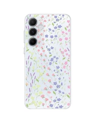 Etui do Samsung Galaxy A35 5G przeźroczyste, silikonowe Flexi, kwiaty polne