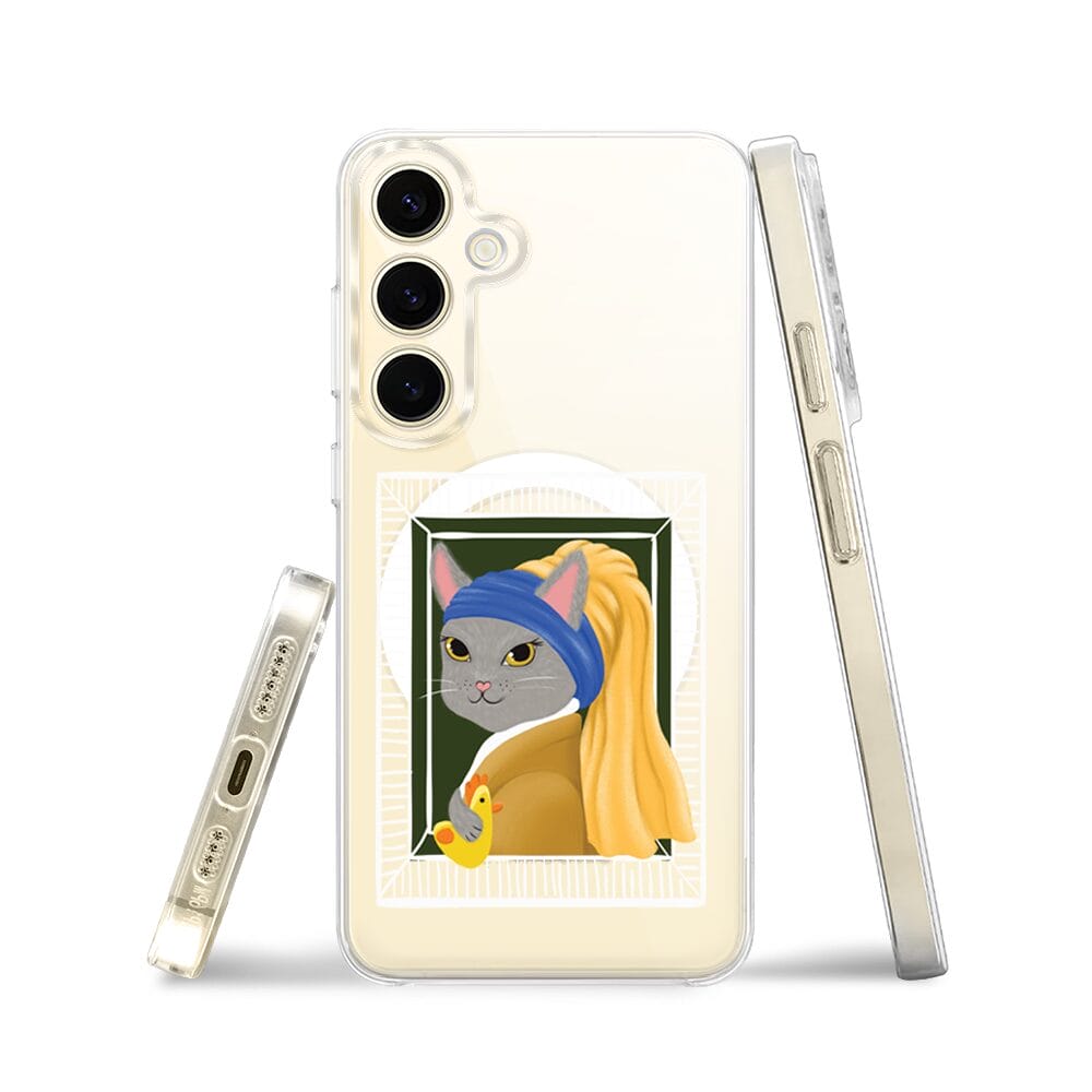 Etui do Samsung Galaxy S24 Plus z MagSafe przeźroczyste, silikonowe Flexi, kotek z kurczakiem - obrazek 3