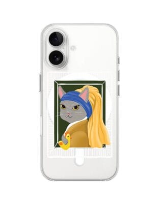 Etui do iPhone 16 z MagSafe przeźroczyste, silikonowe Flexi, kotek z kurczakiem