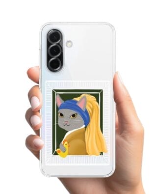 Etui do Samsung Galaxy A36 5G przeźroczyste, silikonowe Flexi, kotek z kurczakiem