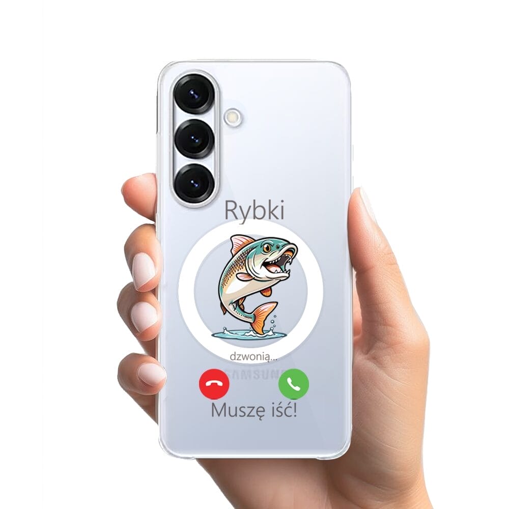 Etui do Samsung Galaxy S25 Plus z MagSafe przeźroczyste, silikonowe Flexi, rybki dzwonią - obrazek 2