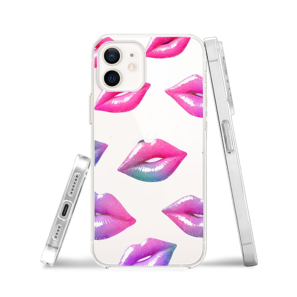 Etui do iPhone 12 Mini przeźroczyste, silikonowe Flexi, hologramowe usta - obrazek 3