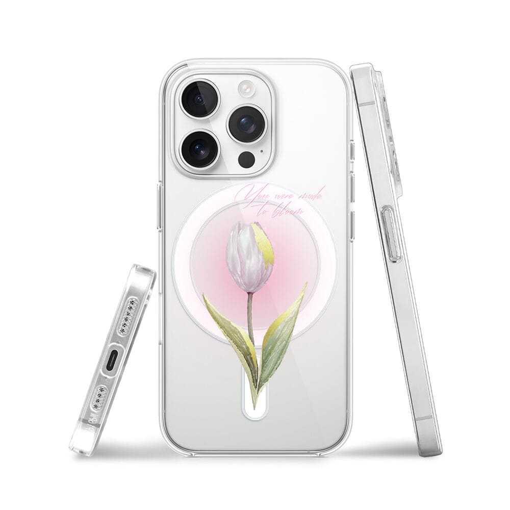 Etui do iPhone 13 Pro Max z MagSafe przeźroczyste, silikonowe Flexi, kwiaty, tulipan - obrazek 3