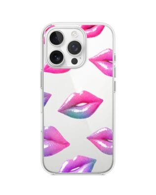 Etui do iPhone 15 Pro Max przeźroczyste, silikonowe Flexi, hologramowe usta