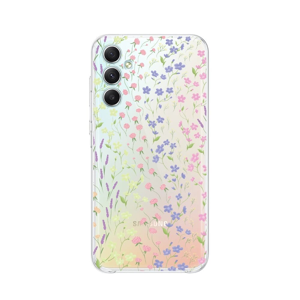 Etui do Samsung Galaxy A34 5G przeźroczyste, silikonowe Flexi, kwiaty polne