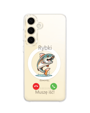 Etui do Samsung Galaxy S24 z MagSafe przeźroczyste, silikonowe Flexi, rybki dzwonią