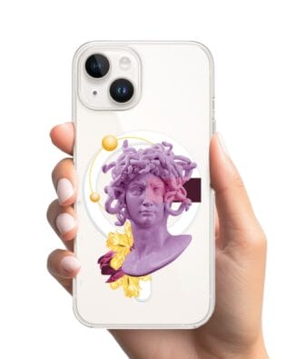 Etui do iPhone 13 Mini z MagSafe przeźroczyste, silikonowe Flexi, antyczna figura