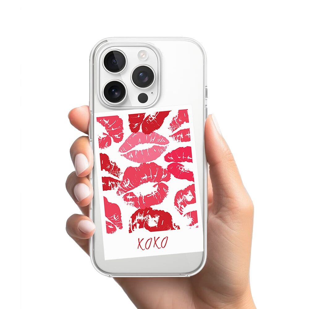 Etui do iPhone 16 Pro Max z MagSafe przeźroczyste, silikonowe Flexi, pocałunki, polaroid - obrazek 2