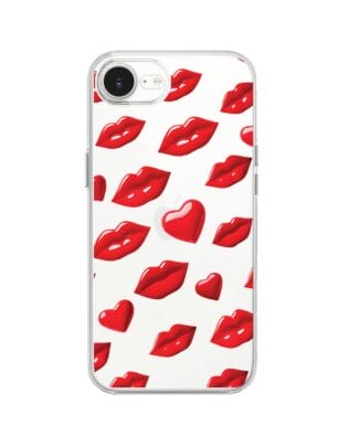 Etui do iPhone 16e przeźroczyste, silikonowe Flexi, czerwone usta