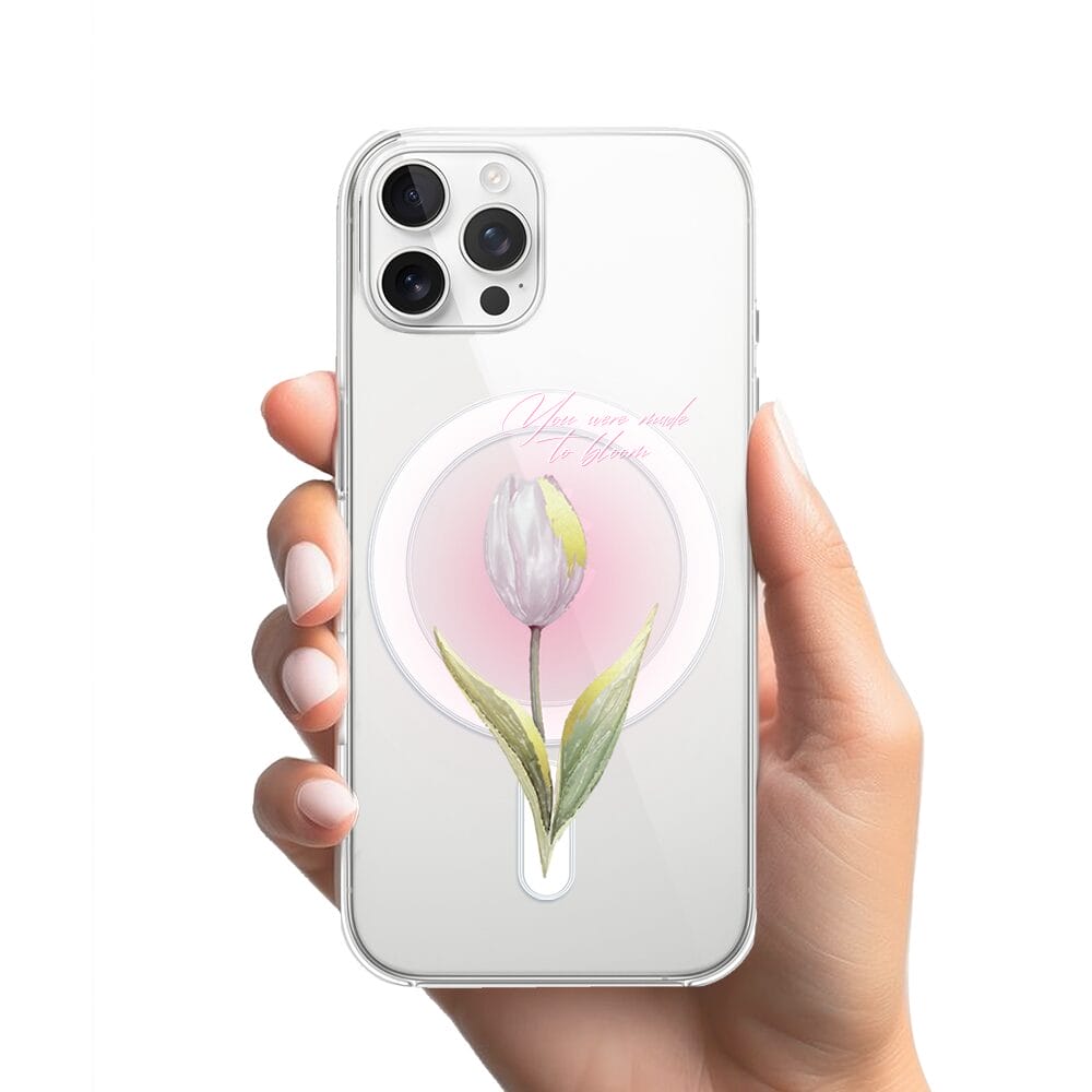 Etui do iPhone 12 Pro Max z MagSafe przeźroczyste, silikonowe Flexi, kwiaty, tulipan - obrazek 2