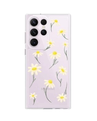 Etui do Samsung Galaxy S23 Ultra przeźroczyste, silikonowe Flexi, stokrotki