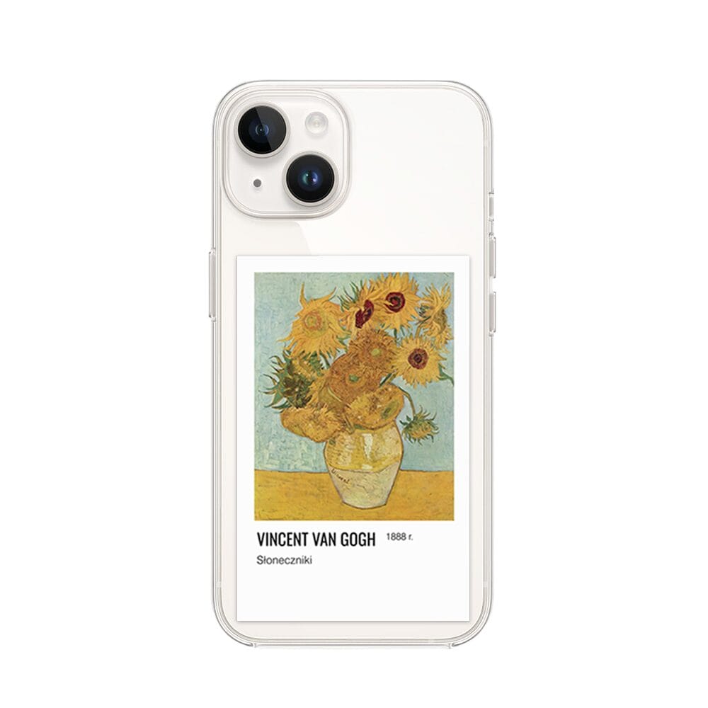 Etui do iPhone 13 Mini z MagSafe przeźroczyste, silikonowe Flexi, słoneczniki