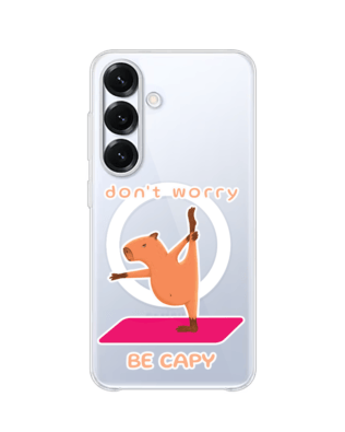 Etui do Samsung Galaxy S25 z MagSafe przeźroczyste, silikonowe Flexi, kapibara