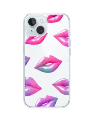 Etui do iPhone 15 Plus przeźroczyste, silikonowe Flexi, hologramowe usta