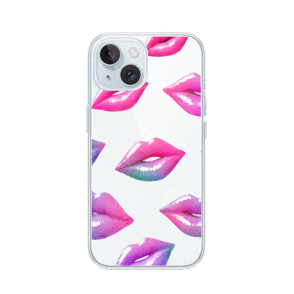 Etui do iPhone 15 Plus przeźroczyste, silikonowe Flexi, hologramowe usta