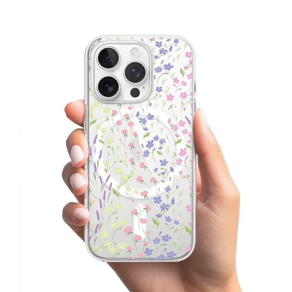 Etui do iPhone 14 Pro z MagSafe przeźroczyste, silikonowe Flexi, kwiaty polne - obrazek 2